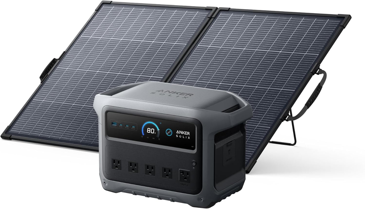 Anker SOLIX C1000 Gen 2 Portable Power Station with 200W Bifacial Solar Panel,